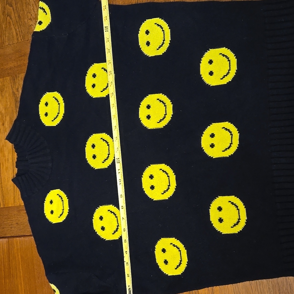 Streetwear Society Black Sweater with Yellow Smiley Faces - Picture 5 of 10